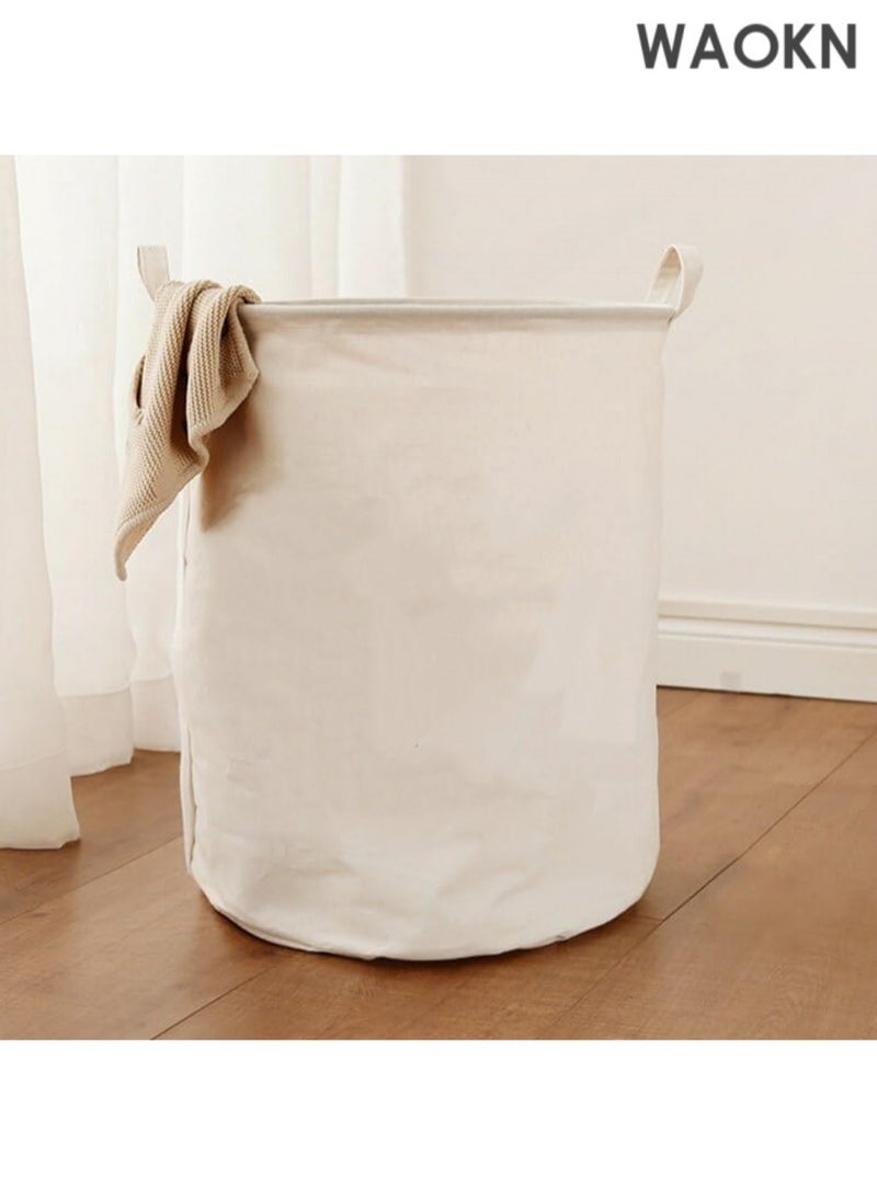 WAOKN Laundry Basket bag Large 40x50cm Foldable Dirty Clothes Basket Collapsible Toys Storage Bucket Durable, Beige - Image 1