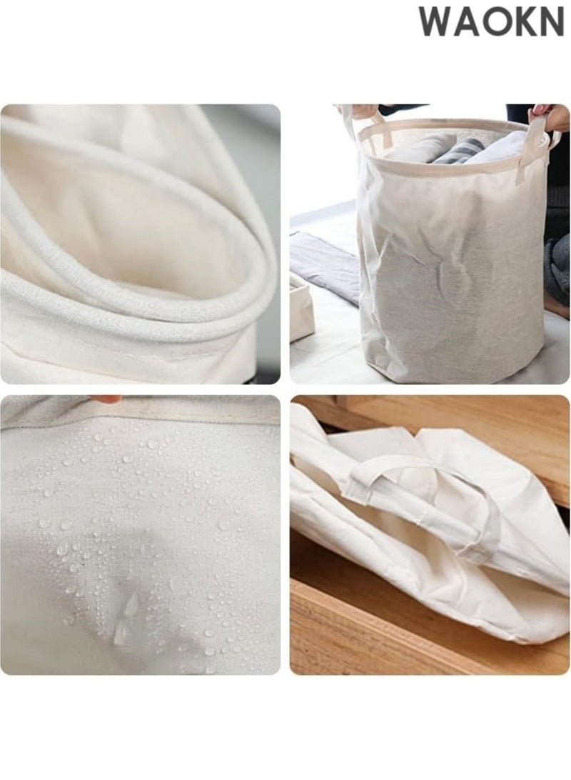 WAOKN Laundry Basket bag Large 40x50cm Foldable Dirty Clothes Basket Collapsible Toys Storage Bucket Durable, Beige - Image 4