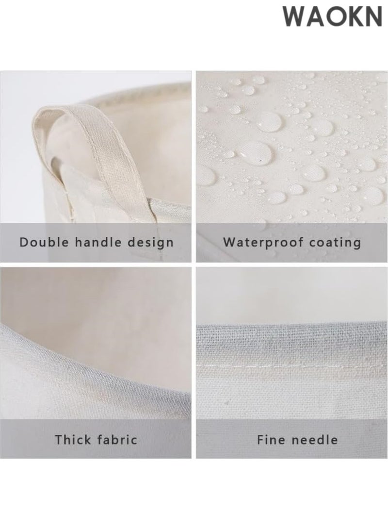 WAOKN Laundry Basket bag Large 40x50cm Foldable Dirty Clothes Basket Collapsible Toys Storage Bucket Durable, Beige - Image 3