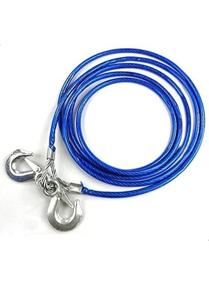 Car Tow Cable with Metal Wire and Hooks – 4m Heavy Duty Towing Rope – 3 Ton Capacity for Emergency Use - Image 1