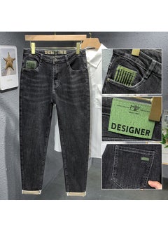 Ykk Brand Men Jeans Small Fit Long Pants Classic Fashion Versatile Casual Pants Cotton Material Daily Use 1013 black gray
