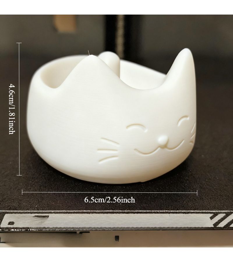 White 3D Printed Cat Themed Toothbrush Holder For Oral B Heads No Drill Bathroom Organizer Cute Design Practical Gift For Cat Owners - Image 3