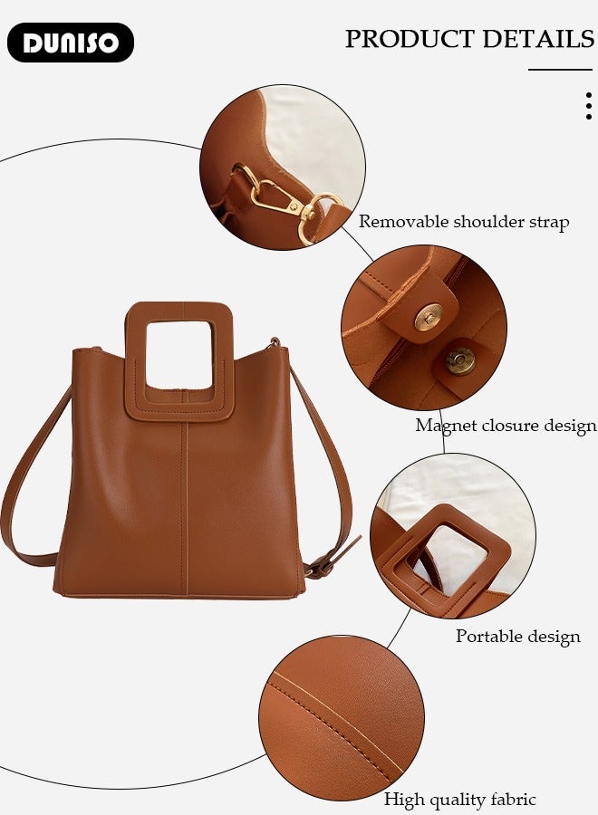 DUNISO Women's Shoulder Tote Bag Faux Leather Handbag for Women Large Capacity Messenger Bag, Fashionable Travel Shoulder Bag Crossbody Bag for Ladies Girls College Students - Image 2