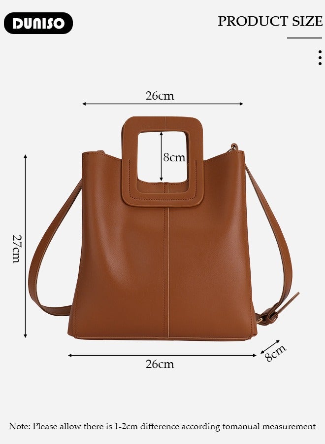 DUNISO Women's Shoulder Tote Bag Faux Leather Handbag for Women Large Capacity Messenger Bag, Fashionable Travel Shoulder Bag Crossbody Bag for Ladies Girls College Students - Image 4