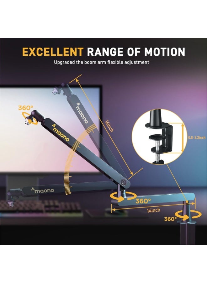 Maono BA92 Mic Boom Arm Stand – Adjustable Suspension Desk Mount for USB and XLR Microphones - Image 4