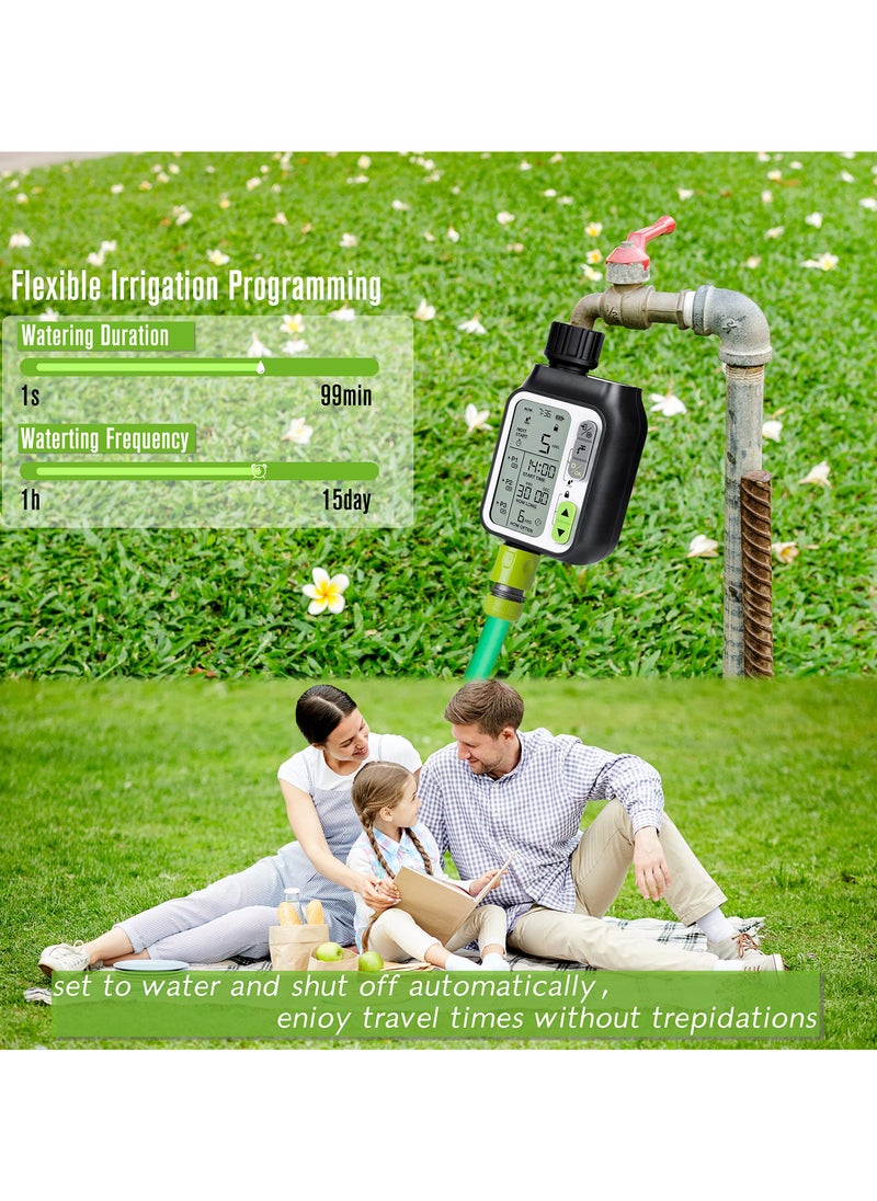 SYOSI - SYOSI Sprinkler Timer, Programmable Garden Hose Timer with 3 Separate Watering Programs and Rain Auto Sensor Function, Waterproof Hose Timer with Child Lock/Rain Barrel/3.5' HD Screen - Image 1