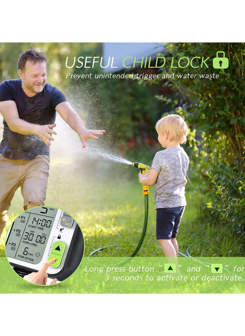 SYOSI - SYOSI Sprinkler Timer, Programmable Garden Hose Timer with 3 Separate Watering Programs and Rain Auto Sensor Function, Waterproof Hose Timer with Child Lock/Rain Barrel/3.5' HD Screen - Image 1