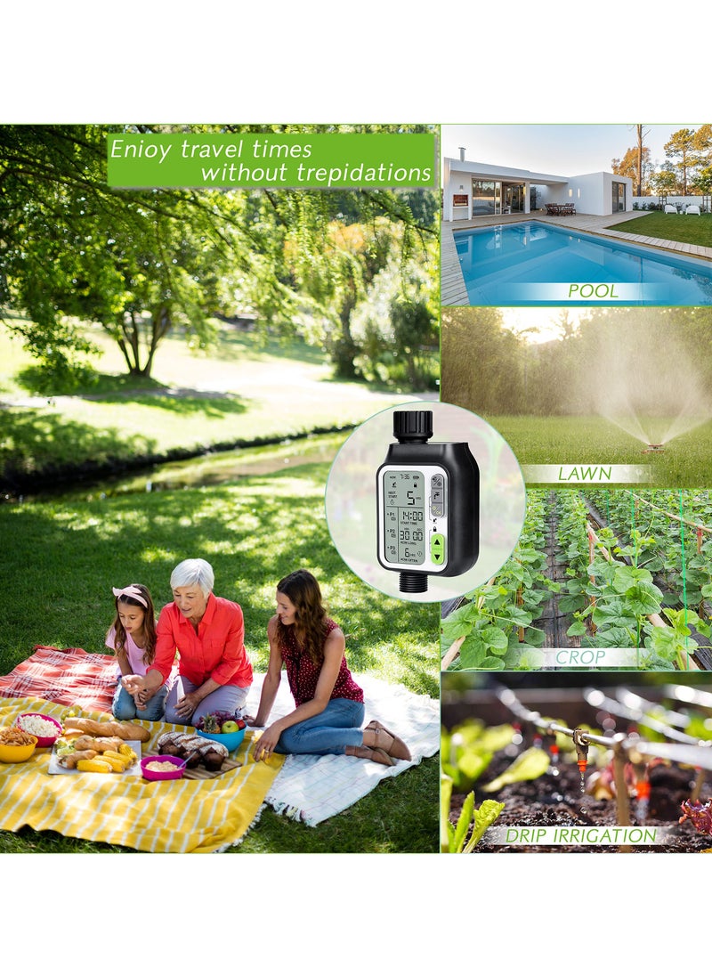 SYOSI - SYOSI Sprinkler Timer, Programmable Garden Hose Timer with 3 Separate Watering Programs and Rain Auto Sensor Function, Waterproof Hose Timer with Child Lock/Rain Barrel/3.5' HD Screen - Image 1