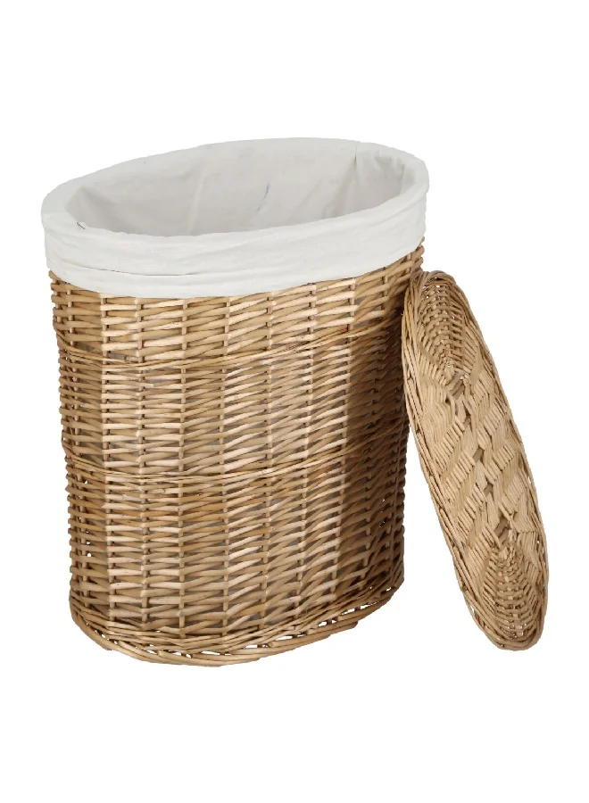 HoneyBee Willow Natural Oval Laundry Hamper Brown and White 58 x 49 x 33 cm 1710414L