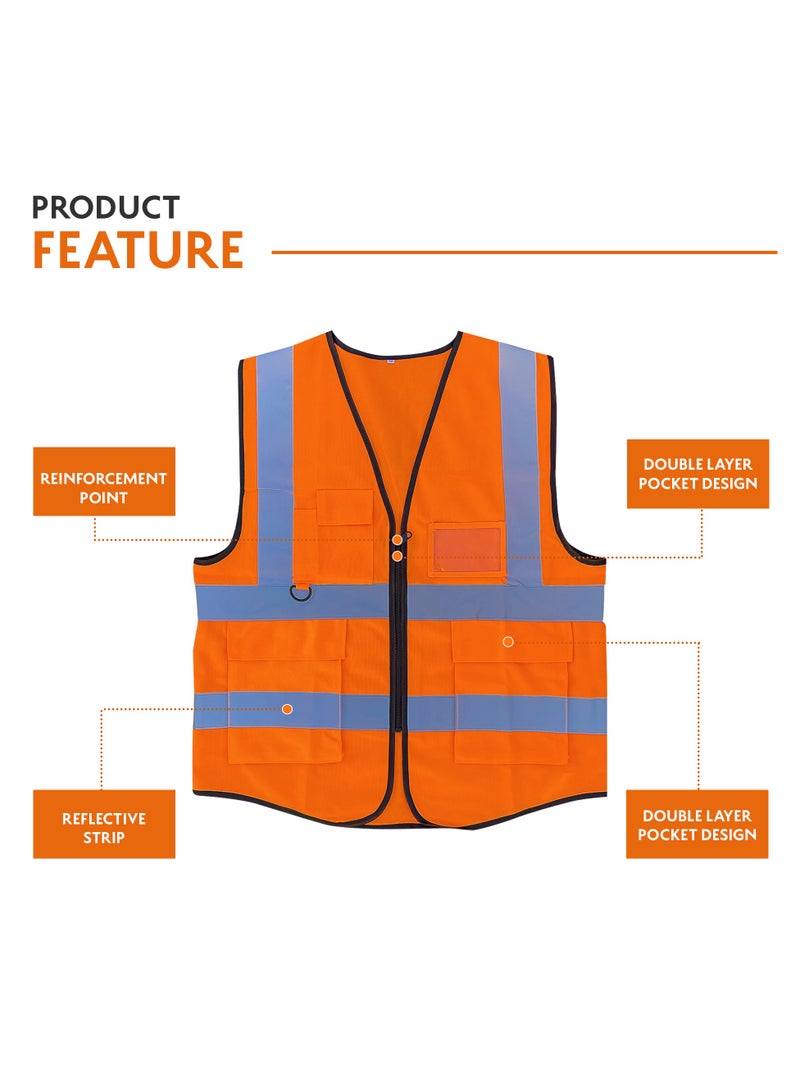 DXB GADGETS Pack of 6 High Visibility Multi Use Vest Safety and Utility in Bright Orange  - Image 2