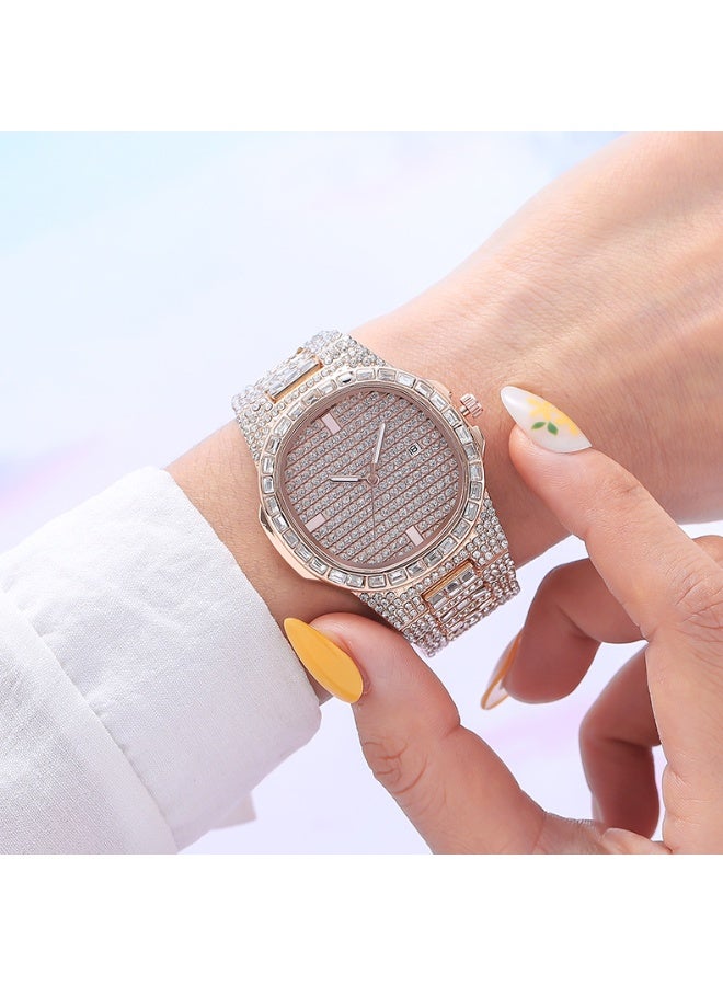 Fashionable Square Diamond Studded Calendar Women's Watch - Image 2