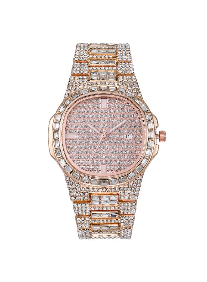 Fashionable Square Diamond Studded Calendar Women's Watch - Image 1