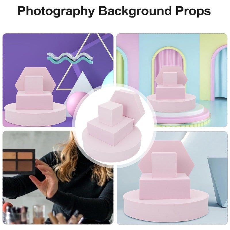 Geometric Photo Props Set 4pc Light Pink Cube 5x5x5cm for Food Jewelry - Image 4