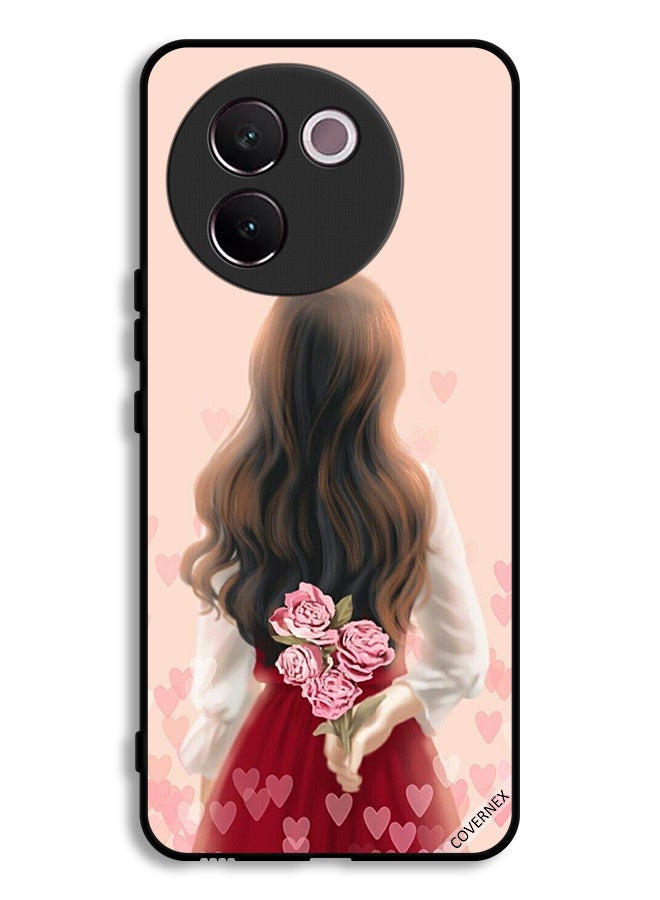 Covernex Vivo V30e 5G Protective Case Cover Girl Hiding Flowers - Image 1