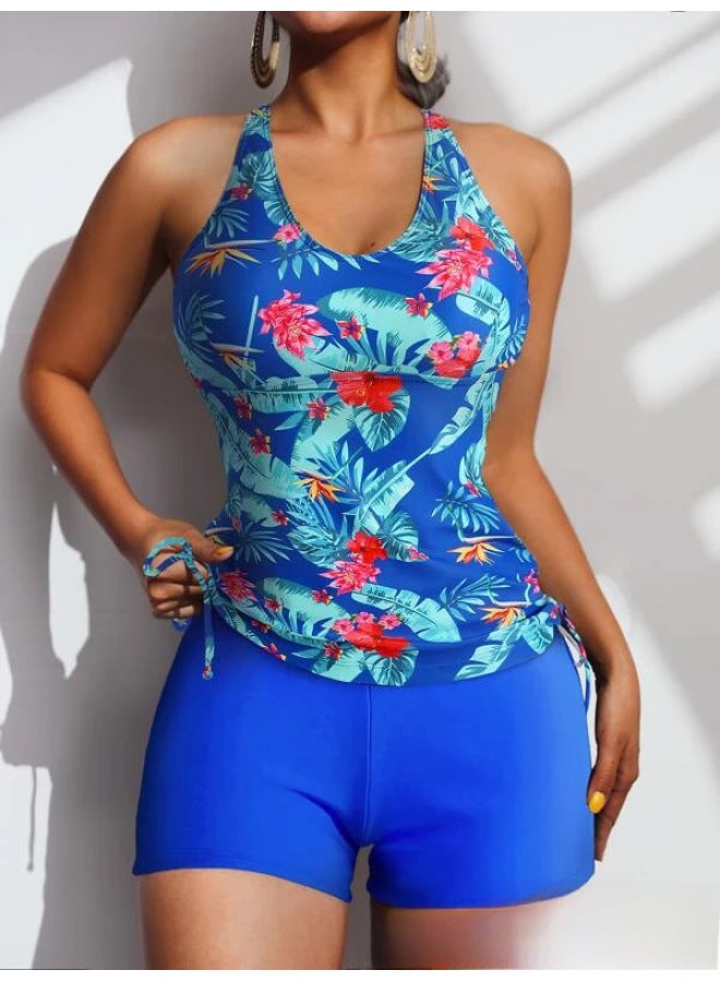 Loquat Ming Yi's European And American Multicolor Printed Tankini Flat Leg Women's Swimsuit-Color:Pattern 6- - Image 5