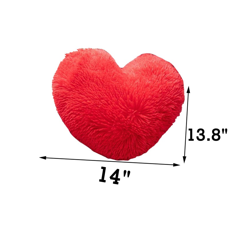 MorroMorn Fluffy Heart Throw Pillows  Shaggy Decorative Pillow for Sofa Couch Bed  Cute Room Decor Gifts for Women Girls Kids - Decorations for Valentines Day Mothers Day Christmas (Red) - Image 2
