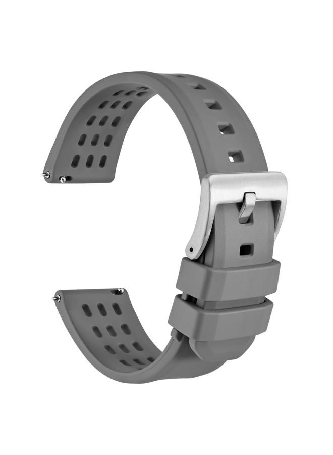 WOCCI 22mm Rally Watch Band, FKM Rubber Strap, Quick Release, Silver Brushed Buckle (Grey)  - Image 1