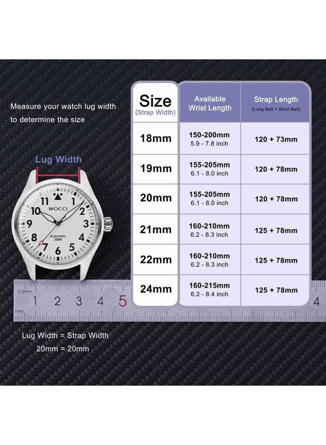 WOCCI 22mm Rally Watch Band, FKM Rubber Strap, Quick Release, Silver Brushed Buckle (Grey)  - Image 5