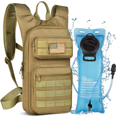 NOOLA Hydration Backpack with 3L TPU Water Bladder, Tactical Molle Water Backpack for Men Women, Hydration Pack for Hiking, Biking, Running and Climbing ,Tan - Image 1