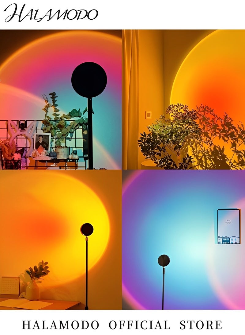 هالامودو مصباح إضاءة ليلية لمصباح غروب الشمس 16 لونًا و4 أوضاع لإسقاط ضوء الشمس مع جهاز تحكم عن بعد متغير اللون مصباح ضوء الشمس قوس قزح رومانسي رومانسي بإضاءة ليد للتصوير الفوتوغرافي والحفلات وديكور المنزل وغرفة النوم - Image 5