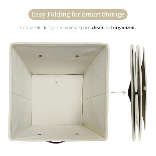 DECOMOMO Storage Bins, Cube Storage Bin with Labels, Fabric Storage Cubes for Shelves (10.5" x 11" / 6pcs, Beige) - Image 5
