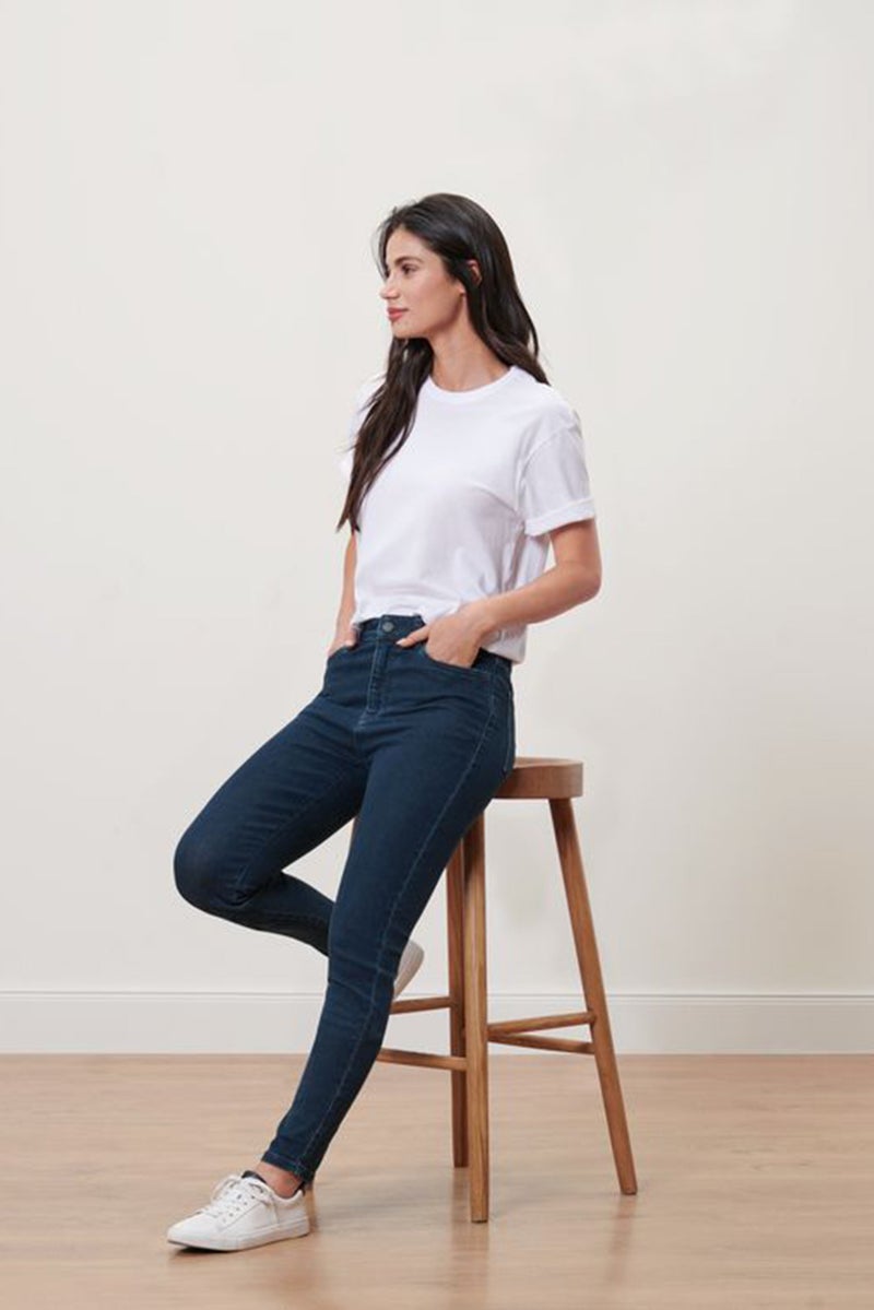 Tchibo Women Skinny Fit Stretchable Ankle Length Jeans, Navy - Image 2