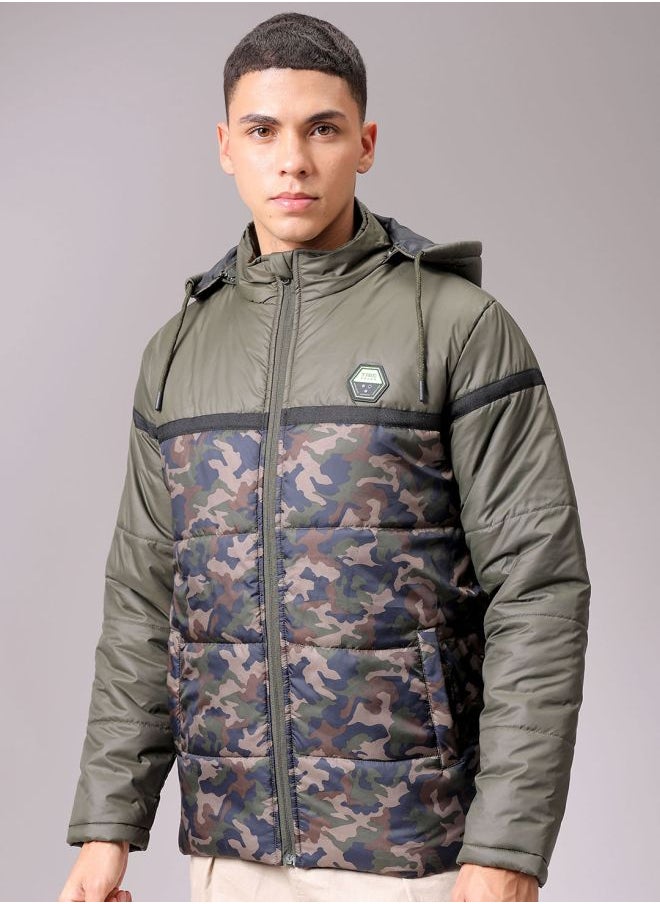 The Indian Garage Co Men Slim Fit Camouflage Puffer Jackets  - Image 3