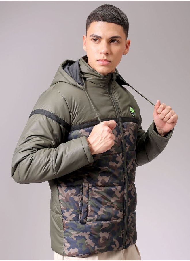 The Indian Garage Co Men Slim Fit Camouflage Puffer Jackets  - Image 4