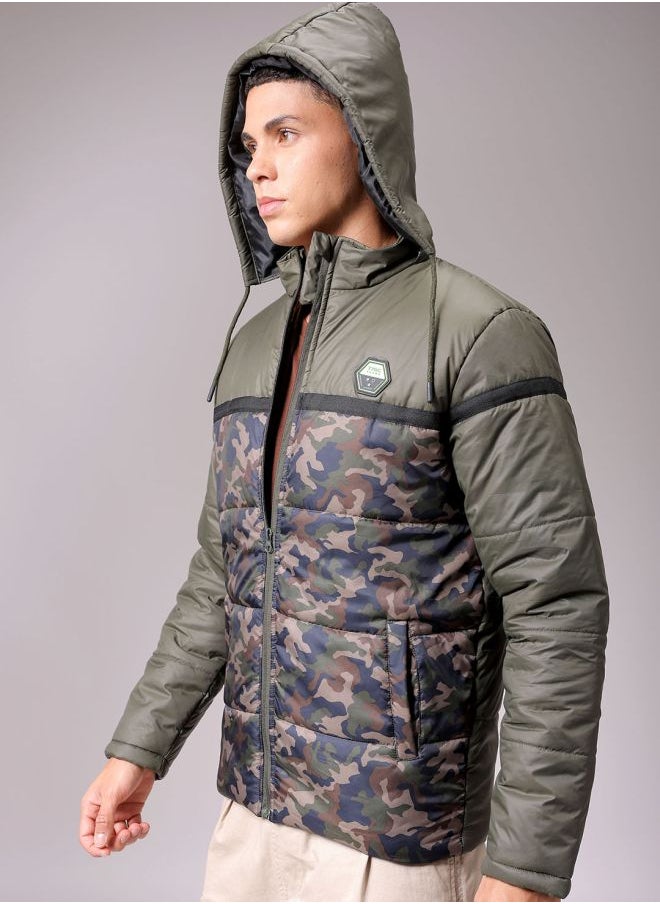 The Indian Garage Co Men Slim Fit Camouflage Puffer Jackets  - Image 5