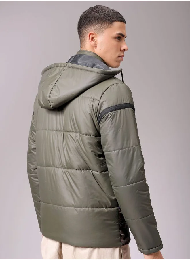 The Indian Garage Co Men Slim Fit Camouflage Puffer Jackets