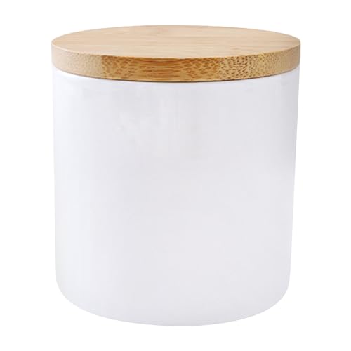 UMAI Ceramic Jar For Kitchen Storage With Bamboo Lid | Airtight Kitchen Container For Storage | Multipurpose Jar For Pickle Dry Fruits Nuts | BPA Free | 300ml | White | - Image 2