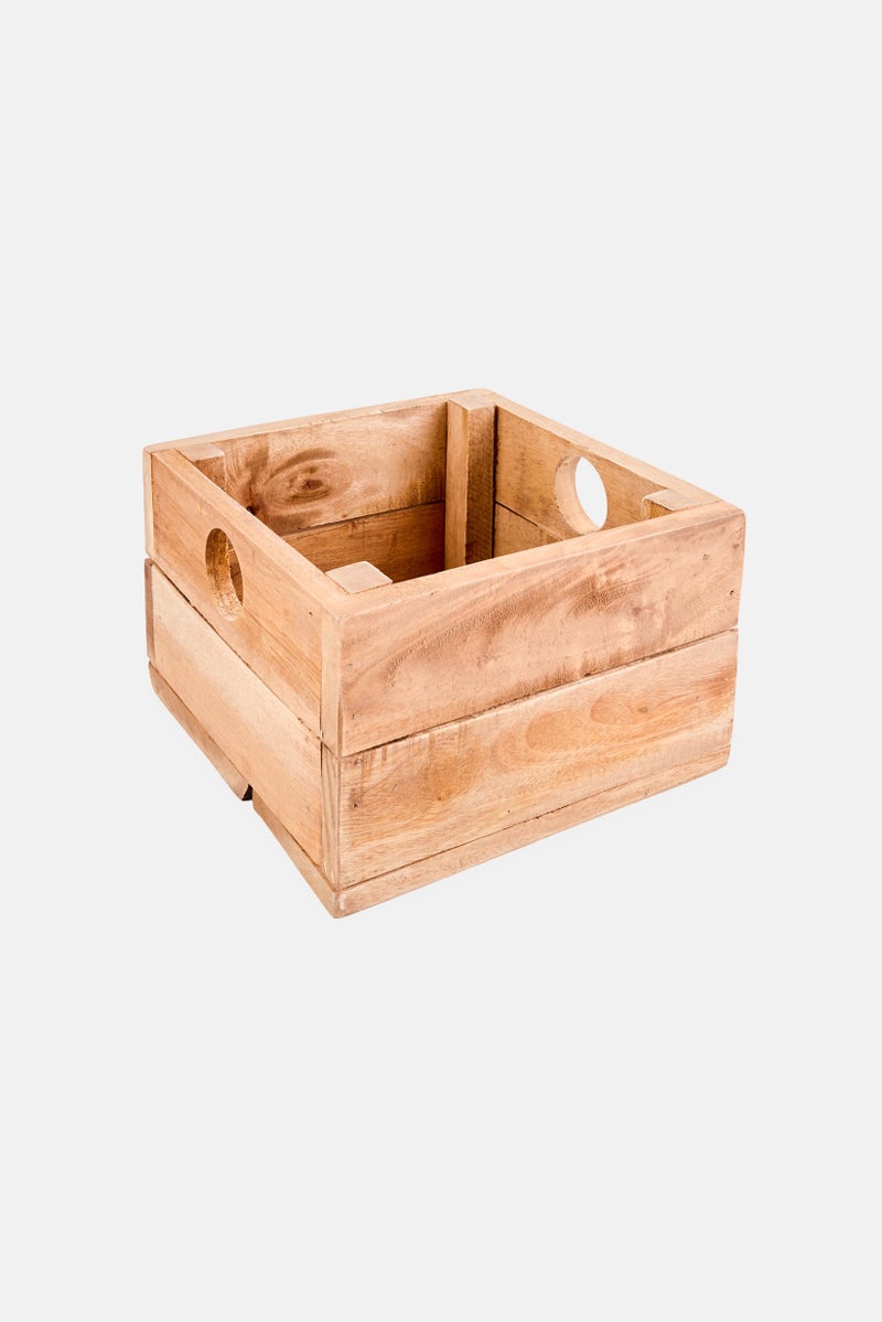 Muy Mucho Mahohany Wooden Storage Box, Natural - Image 1