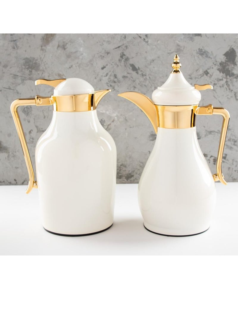 2-Piece Thermos Set for Tea and Coffee with Elegant Design, 1/0.7 Liter