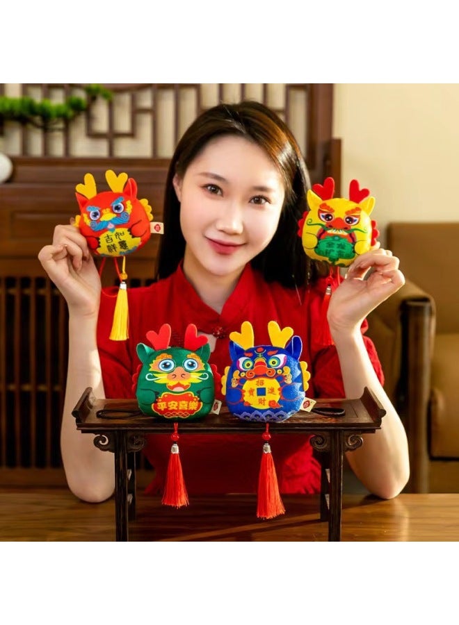 Dragon Year Mascot Fulongwa Plush Toy Doll Red Envelope Pendant Doll Zodiac Year Gift Logo-Specifications:10cm Digital Printing Pendant Color Random One  - Image 1