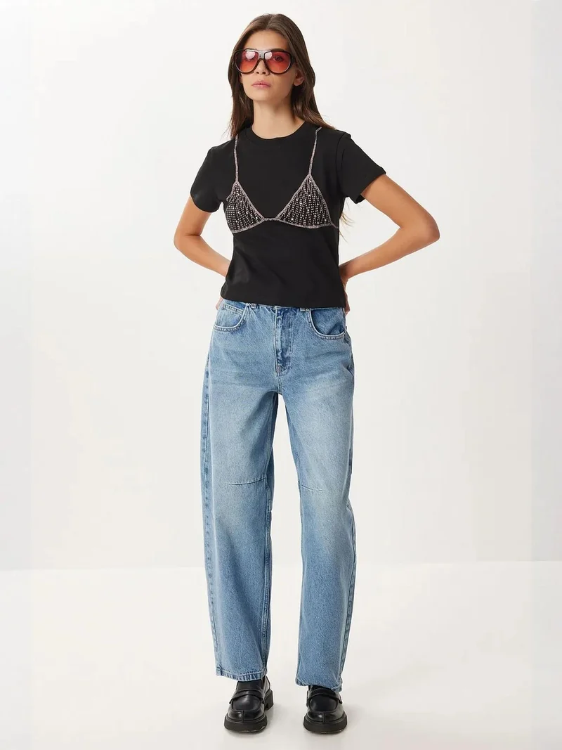 إسطنبول الساحرة ISTANBUL High Waist Balloon Fit Jeans with Boot Cuff