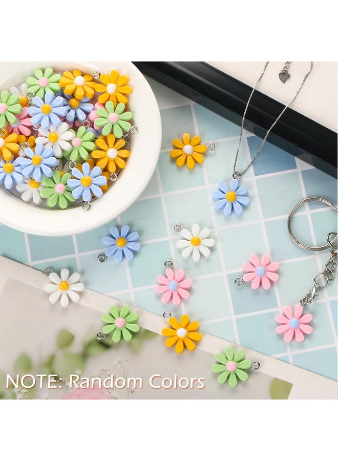 إيفر ماركت 60 قطعة من دلايات الزهور المصنوعة من الراتنج من إيفر ماركت، قلادة على شكل زهور الأقحوان الملونة، حلقات مفاتيح من الخرز الزهري للنساء والفتيات، صناعة المجوهرات بنفسك، دلايات على شكل زهرة الأقحوان مع صندوق - Image 3