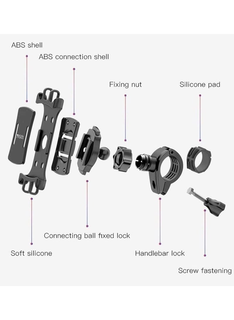 Yesido C66 Bike Bicycle Motorcycle Mobile Phone Holder Mount Universal 360 Degree Adjustable Rotation Compatible with smart phones. - Image 2