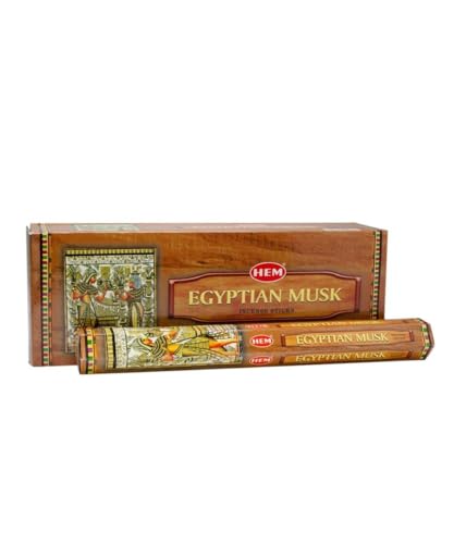 Hem Egyptian Musk Incense Sticks Pack of 6 Boxes 120 Sticks Total 9Inch Long Natural HandRolled Aroma for Meditation Rituals Relaxation Odor Removal 20g Each Box