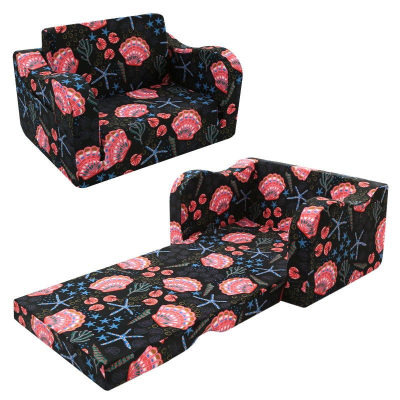 MeMoreCool Folding Kids Couch â€“ 2-in-1 Toddler Sofa Bed, Lounge Chair for Ages 1-3, Playroom Furniture with Removable Cover Lightweight & Portable | Washable | Ideal for Naptime or Travel - Image 1