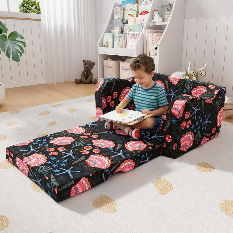 MeMoreCool Folding Kids Couch â€“ 2-in-1 Toddler Sofa Bed, Lounge Chair for Ages 1-3, Playroom Furniture with Removable Cover Lightweight & Portable | Washable | Ideal for Naptime or Travel - Image 4
