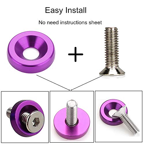 OUHL 20PCS Fender Bumper Washer Bolt 6061 T6 Grade M6x20mm CNC Finishing Washer Engine Bay Dress Up Kit (Purple) - Image 4