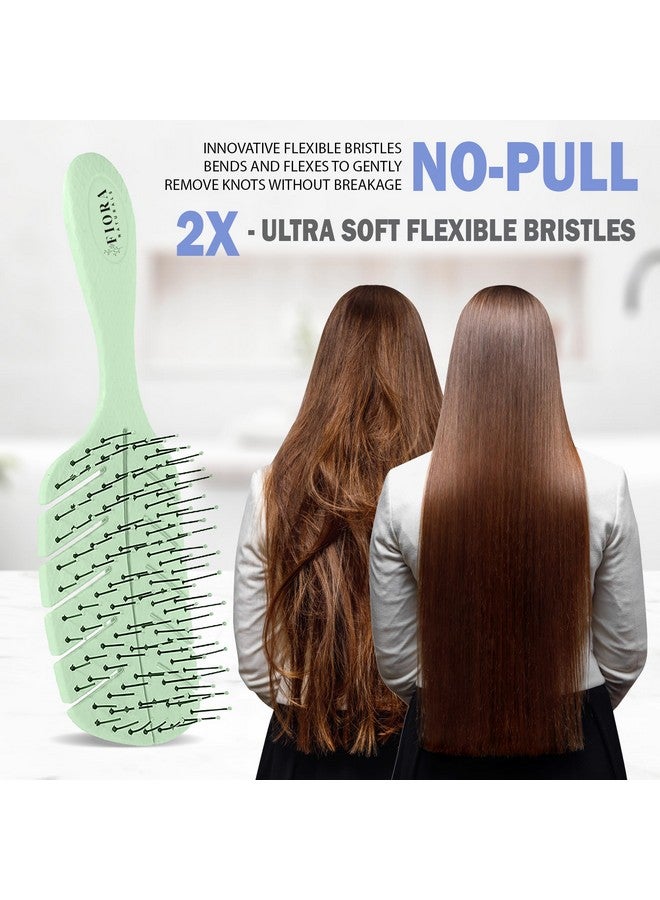 Fiora Naturals فرشاة فك التشابك من فيورا ناتشورالز، فرشاة فك التشابك صديقة للبيئة بنسبة 100% بشعيرات فائقة النعومة تنزلق خلال التشابك بسهولة للشعر المجعد والمستقيم والأسود الطبيعي للنساء والرجال والأطفال والشعر الجاف والمبلل - Image 3