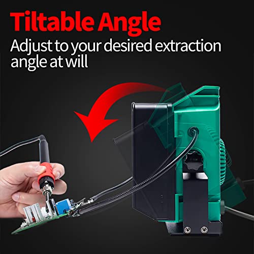 YIHUA 948DQ-I Solder Fume Extractor Fan Solder Smoke Absorber Remover Tiltable Angle with Flexible Helping Hands 8 Extra Fan Filters for Soldering Wood Burning and more - Image 3