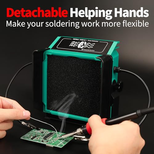 YIHUA 948DQ-I Solder Fume Extractor Fan Solder Smoke Absorber Remover Tiltable Angle with Flexible Helping Hands 8 Extra Fan Filters for Soldering Wood Burning and more - Image 5