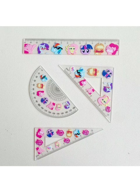Kapibala ruler for students suit 15cm set of four-piece stationery triangle ruler protractor multifunctional Pony Polly Ruler
