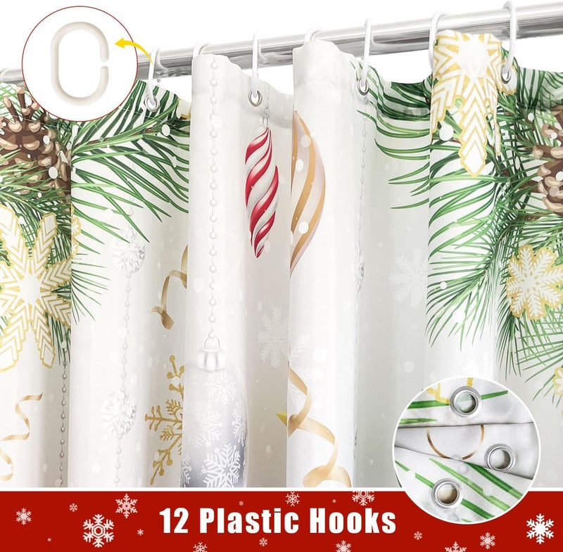 UYDOXCU Boho Shower Curtains for Bathroom Mid Century Minimalist Abstract Aesthetic Modern Bathroom Decor Curtain Machine Washable Waterproof Fabric with 12 Hooks (Christmas Gnome White, 72"W x 72"L) - Image 5