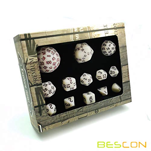 Bescon Super Glowing in Dark Complete Polyhedral RPG Dice Set 13pcs D3D100 Luminous 100 Sides Dice Set - Image 5
