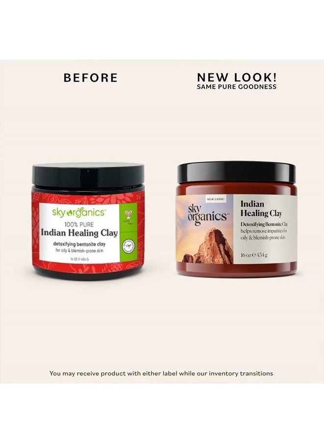 Sky Organics Indian Healing Clay with Detoxifying Bentonite Clay for Face, 100% Pure to Detoxify, Purify & Cleanse, 16 Oz.  - Image 4