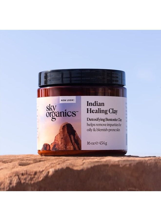 Sky Organics Indian Healing Clay with Detoxifying Bentonite Clay for Face, 100% Pure to Detoxify, Purify & Cleanse, 16 Oz.  - Image 2