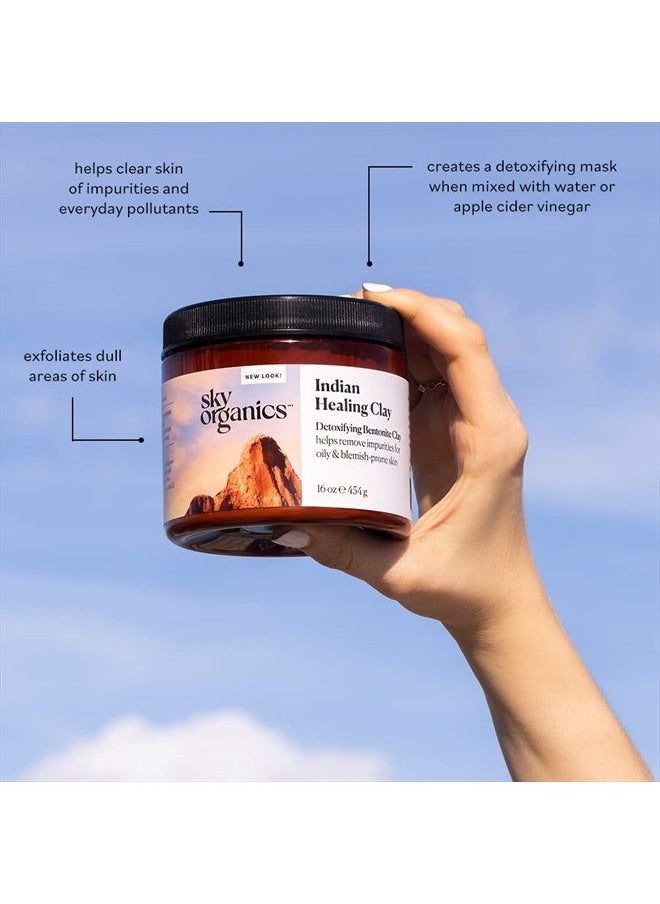 Sky Organics Indian Healing Clay with Detoxifying Bentonite Clay for Face, 100% Pure to Detoxify, Purify & Cleanse, 16 Oz.  - Image 5
